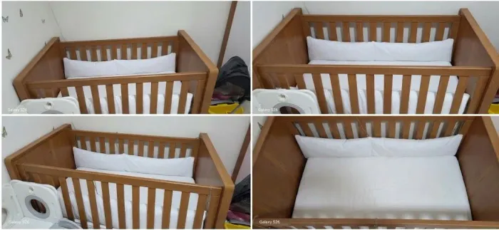 Berço de madeira maciça estilo safari com colchão de 12cm (sem uso)
