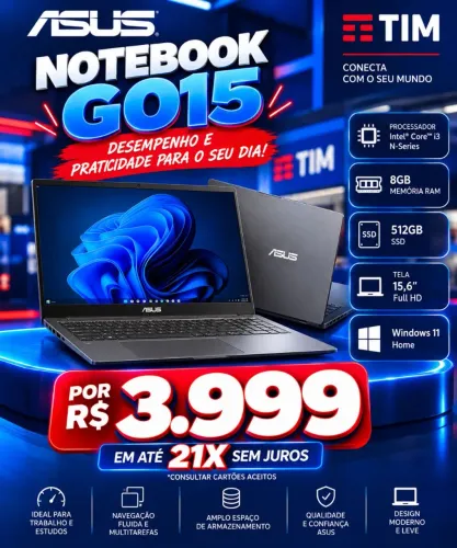 Notebook Asus GO15 I5 8G 512SSD