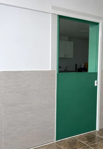 Porta de vidro blindex verde de correr 10mm completa 2,60x80 e NAO ENTREGO
