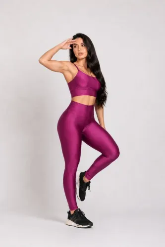 Conjunto Fitness Feminino Academia Top + Calça Cintura Alta Zero Transparência