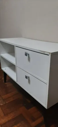 Rack/Aparador Branco com Nichos e Gavetas - Moderno e Funcional