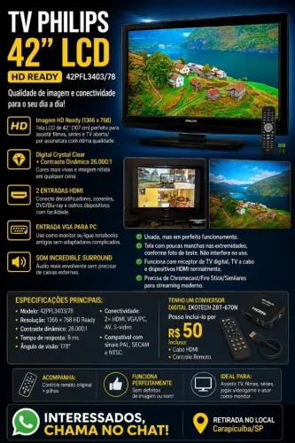 TV Philips 42'' LCD HD Usada