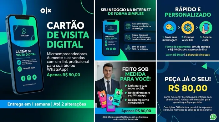 Cartão de Visita Digital e Link na Bio - Criação Rápida e Profissional!