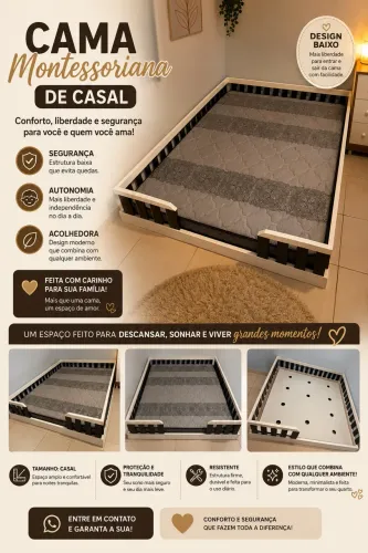 CAMA DE CASAL MONTESSORIANA Infantil e Adulto
