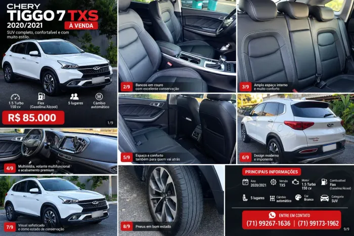 Chery Tiggo 7 TXS 1.5 16V Turbo Flex Aut. 2021