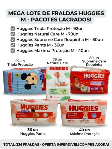 Fraldas Huggies Tamanho M (Novas/Lacradas) - Vendo Separado ou Lote