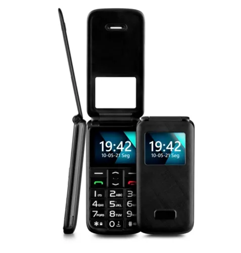 Celular Flip Vita Lite Dual Chip Rádio fm + MP3 + Bluetooth 2.1 Preto Multilaser