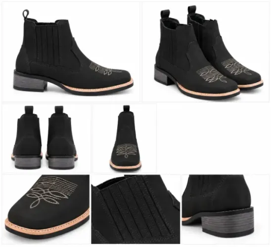 Bota Botina Couro Preto Country
