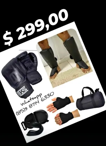 Luvas boxe bandagem proteção bucal bolsa e caneleira UFC MMA muay Tha entrega grátis