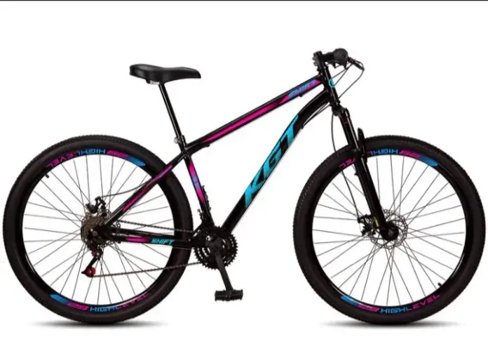 Bicicleta Aro 29 KGT Shift Aço Carbono 21 machas Freio a Disco Suspensão Diant