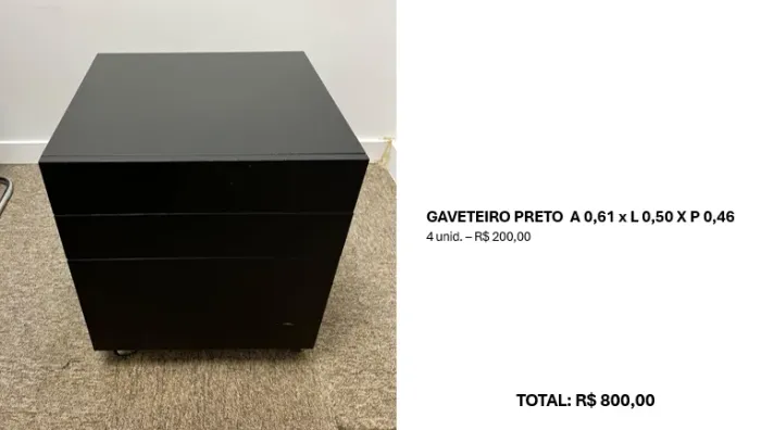 GAVETEIRO BAIXO PRETO