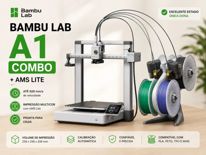 Bambu Lab A1 Combo + AMS | Nova | Lacrada na Caixa | Pronta Entrega