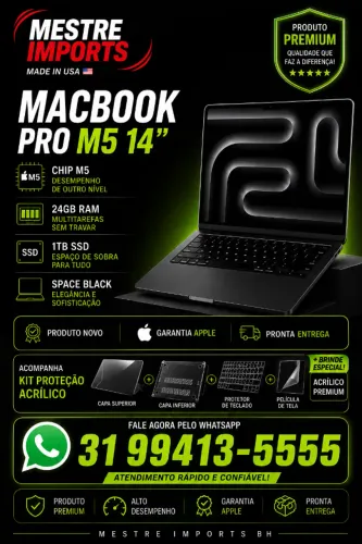 MacBook Pro M5 14 24GB RAM 1TB SSD Space Black novo lacrado