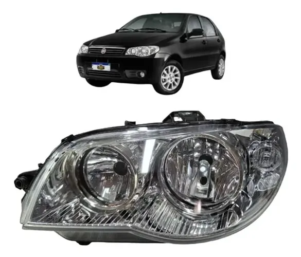 Farol Esquerdo Palio Sapão 2004 A 2015 Canhão Cromado  Esquerdo/motorista