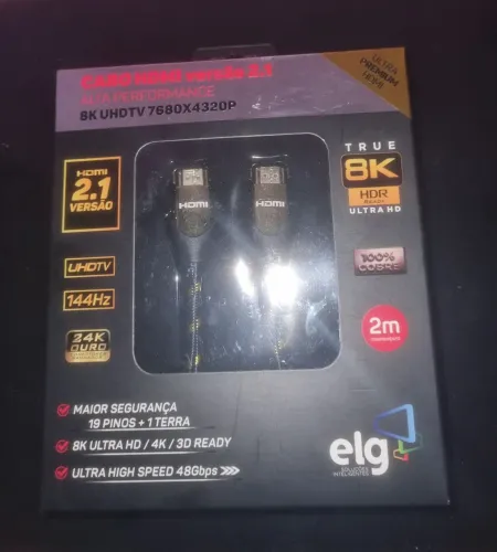 Cabo hdmi 2.1 elg 8k banhado a ouro 