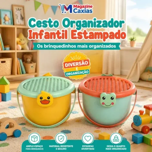Cesto Organizador Infantil Patinho Caixa de Blocos de Brinquedo PP - Revista Caxias