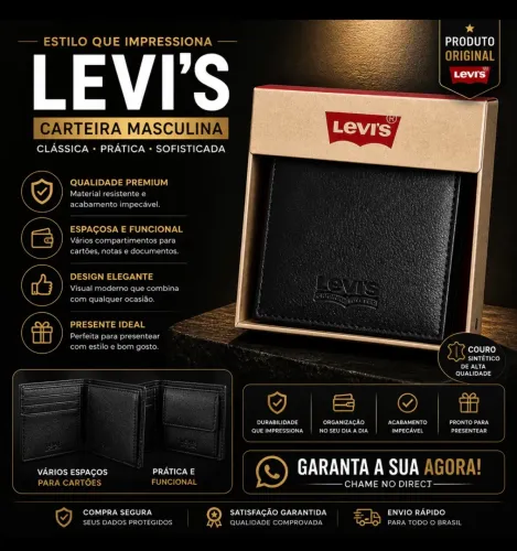 Carteira masculina original Levis 
