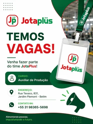 VAGA MASCULINA - AUXILIAR DE PRODUÇÃO