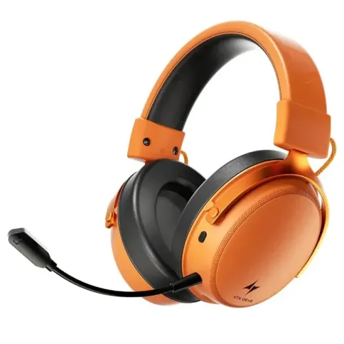 Headset Fone Gamer Sem Fio Atk N9 Ultra Laranja 2.4GHz PS5 PC Mac