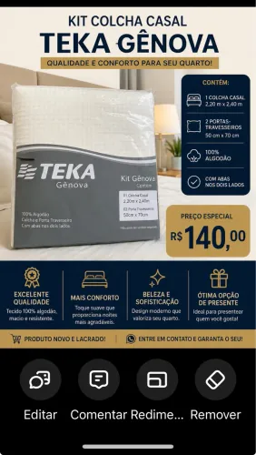 Colcha Teka cor branca