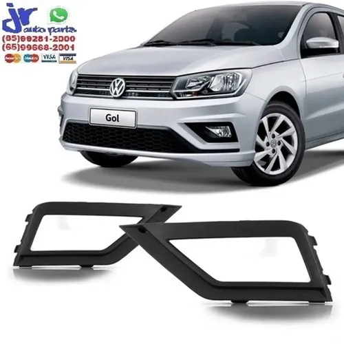 Par Moldura Farol de Milha Gol Voyage Saveiro G 2018 2019 2020 2021 Preto com Furo Milha
