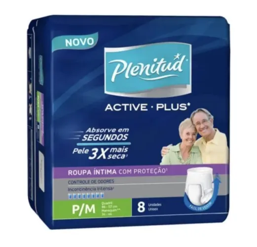 Roupa Íntima Descartável Plenitud Active Plus Tamanho PM Com 8 Unidades