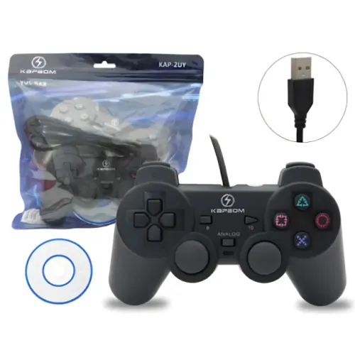 Controle Com Fio Ps2 Joystick Usb Vídeo Game e PC Dualshock Plug And Play KAP-2UY