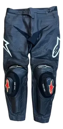 Calça Alpinestars Preto Couro Com Raspador Tam : 54