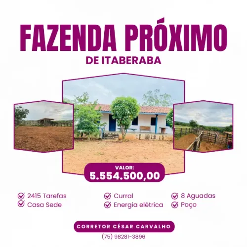 FAZENDA À 22KM DE ITABERABA - 2415 TAREFAS