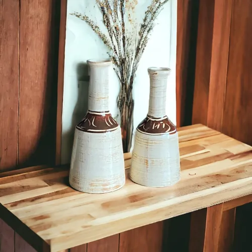 Par de Vasos Decorativos em Cerâmica 19cm 17cm NOVO
