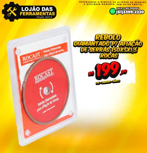 Rebolo Diamantado Para Afiação de Serras 150x5x1,5 Rocas