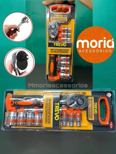 Jogo Chave Catraca 1/2 E Soquete 10 A 22mm 12 Peças
