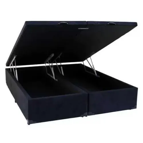 Base Cama Box King Size com Baú Preto com Pistão - 193x203 (FAZEMOS ENTREGAS DF E ENTORNO)