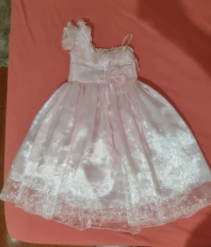 Vestido de festa infantil rosa claro