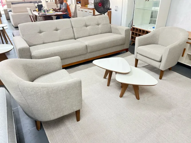 Conjunto Sofá 3 Lugares + 2 Poltronas HERVAL 
