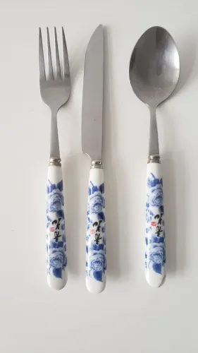 Conjunto de Talheres infantil ou adulto porcelana com Design Floral