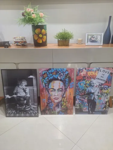 Quadro com pintura abstrata adesivada 40cm x 60cm 