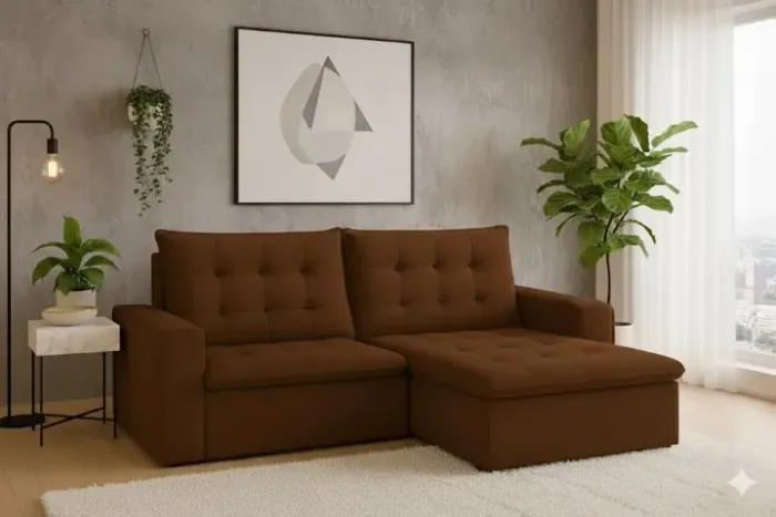 Sofá Retrátil e Reclinável Los Angeles Marrom (PRODUTO COM ESTOQUE)