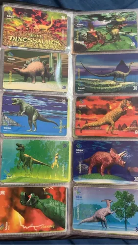 Coleção de cartões telefônicos Dinossauros Telepar