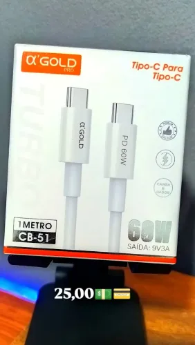 Cabo USB Tipo C  duplo para Celular - 60W 