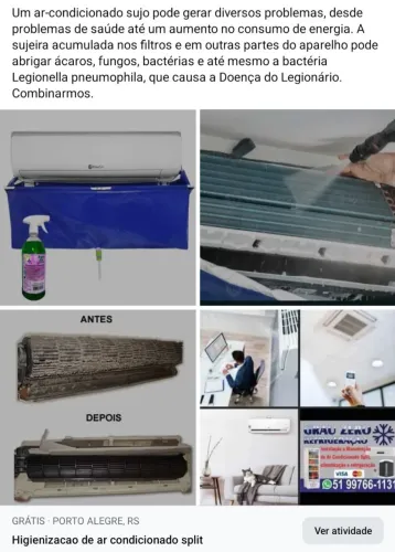 Higienizacao de ar condicionado split