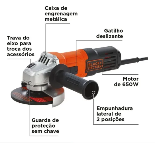 Esmerilhadeira black + Decker 650w 