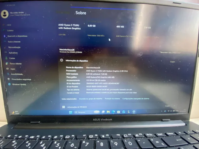 Notebook ASUS Vivobook 15 - AMD Ryzen 5 / 8GB RAM / SSD 256GB