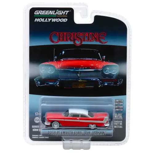 1:64 Miniatura 1958 Plymouth Fury Christine Evil Version O Carro Assassino Greenlight Novo