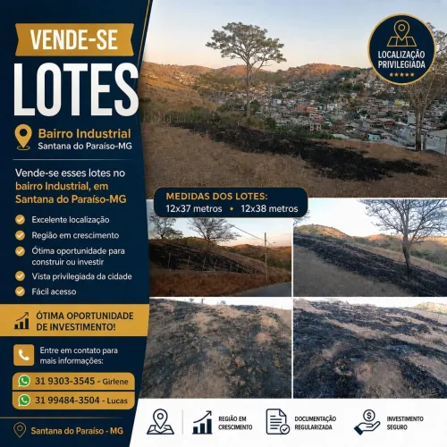 Vende-se 2 lotes no bairro industrial em Santana do Paraíso/MG
