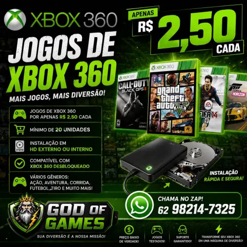 Jogos de Xbox 360 direto no HD interno ou externo