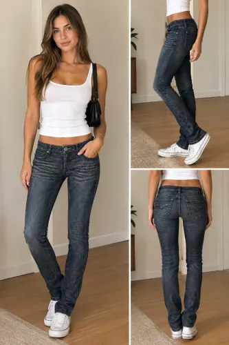 calça skinny guess cintura baixa