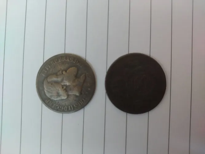 2 Peças Antiga de Bronze de 1869 - Época Imperial + 8 Peças dos anos 40 a 60