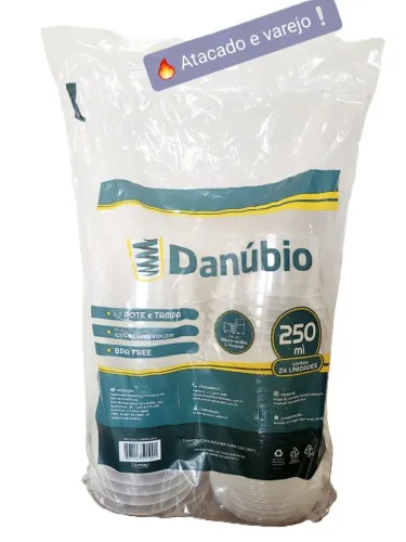 Kit 24 Pote E Tampa 250ml - Microondas & Freezer - Danubio