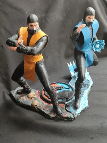 Subzero & Scorpion - Mortal Kombat 1995 - Diorama Decorativo em Resina